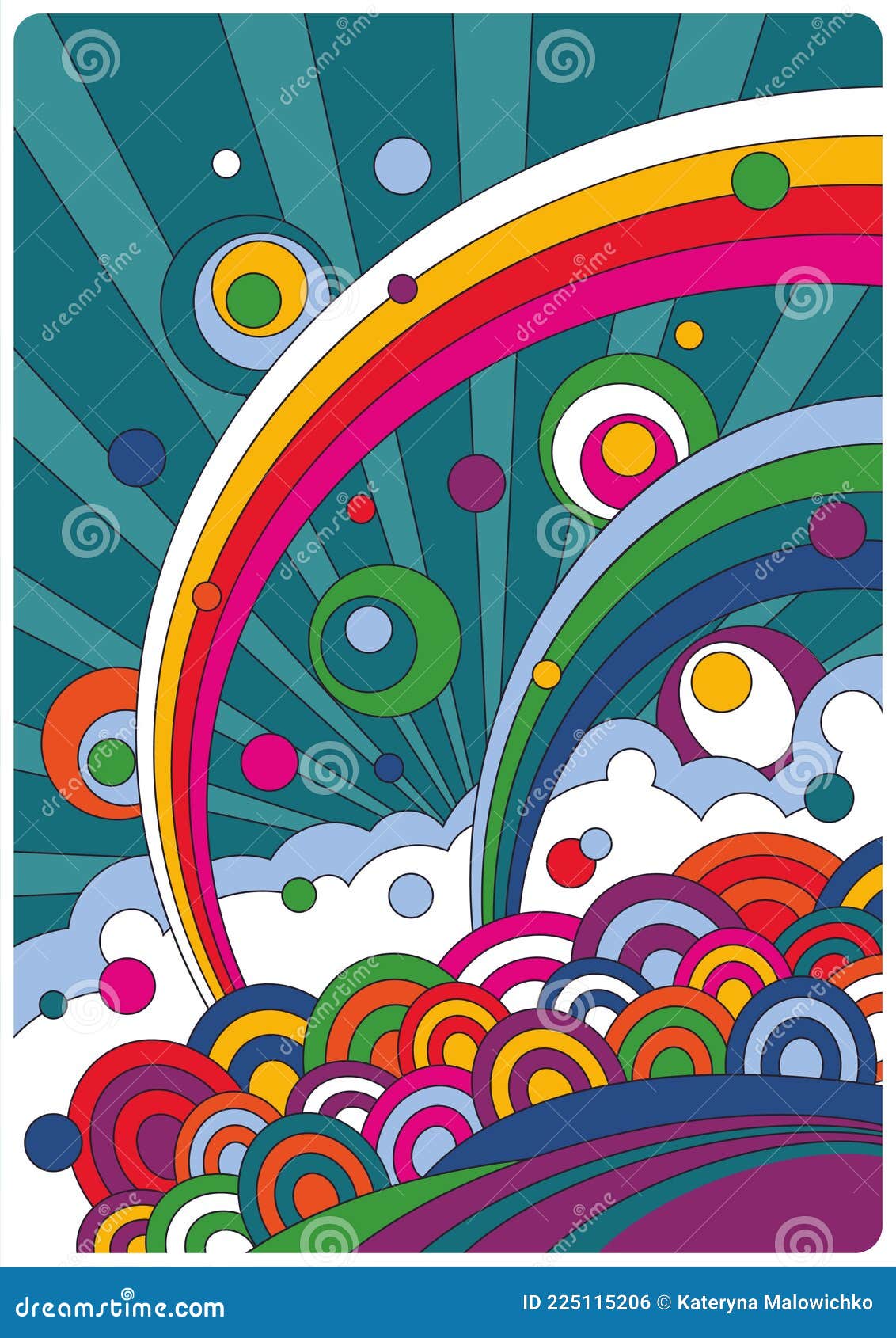 Psychedelic Sky Colorful Vector Illustration Stock Vector - Illustration of  creative, card: 225115206