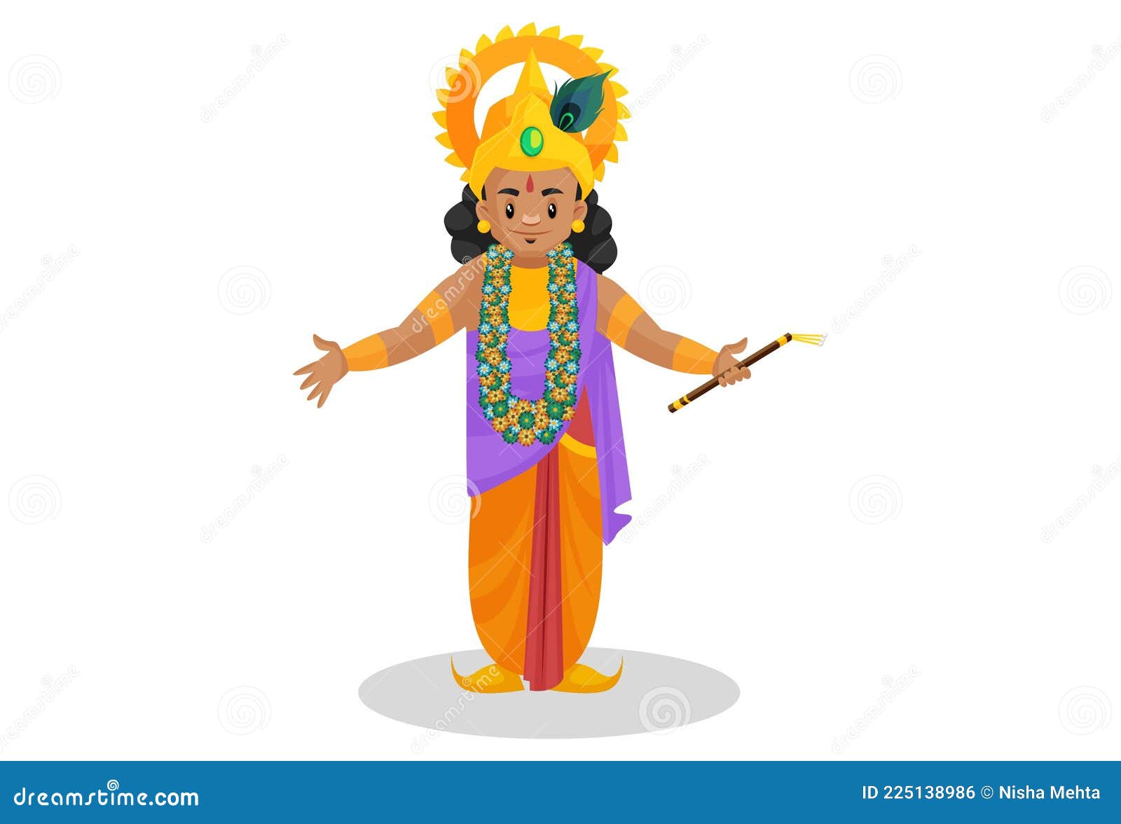Vector Graphic Illustration of Lord Krishna Stock Vector Illustration