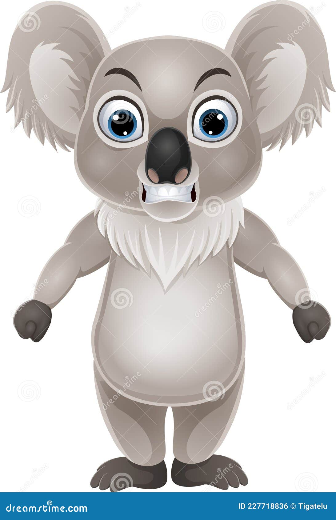 Koala Angry Emoji. Koala Bear Evil Emotions Avatar. Beast Aggressive. Vector Illustration