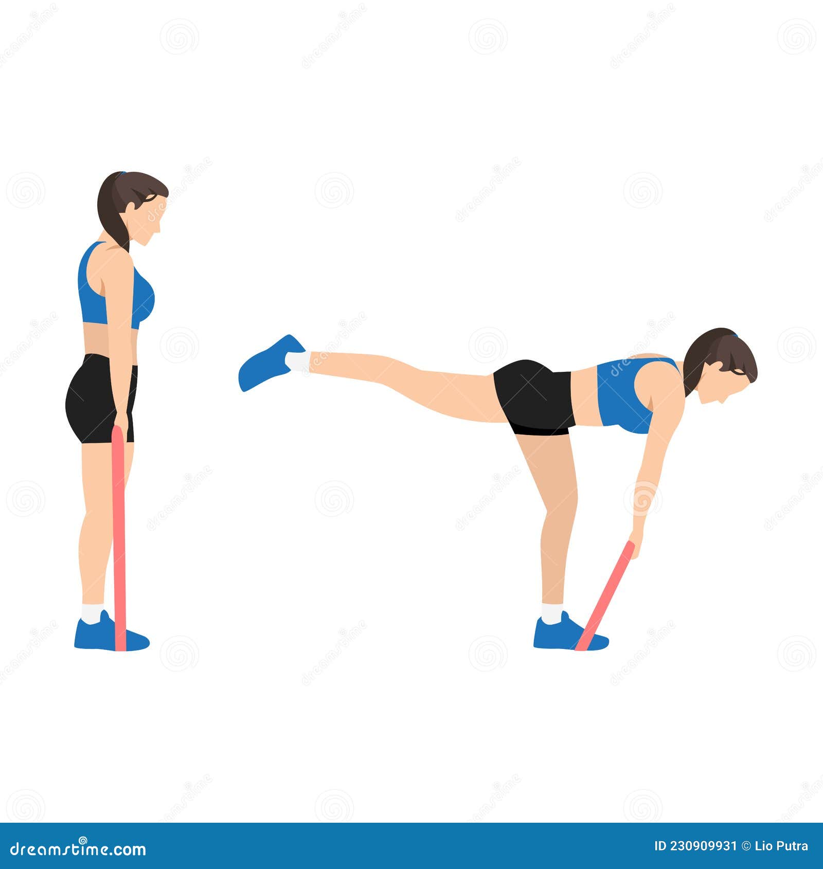 Woman Doing Single Leg Resistance Band Deadlift Resistance Band