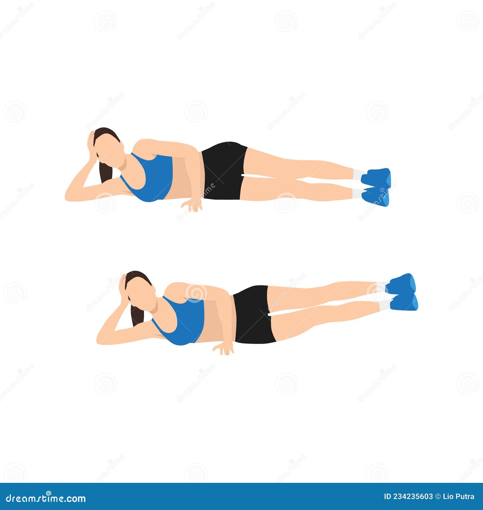 Man Doing Side Reclining Leg Lift Pose, Vishnu Pose, Eternal One Pose