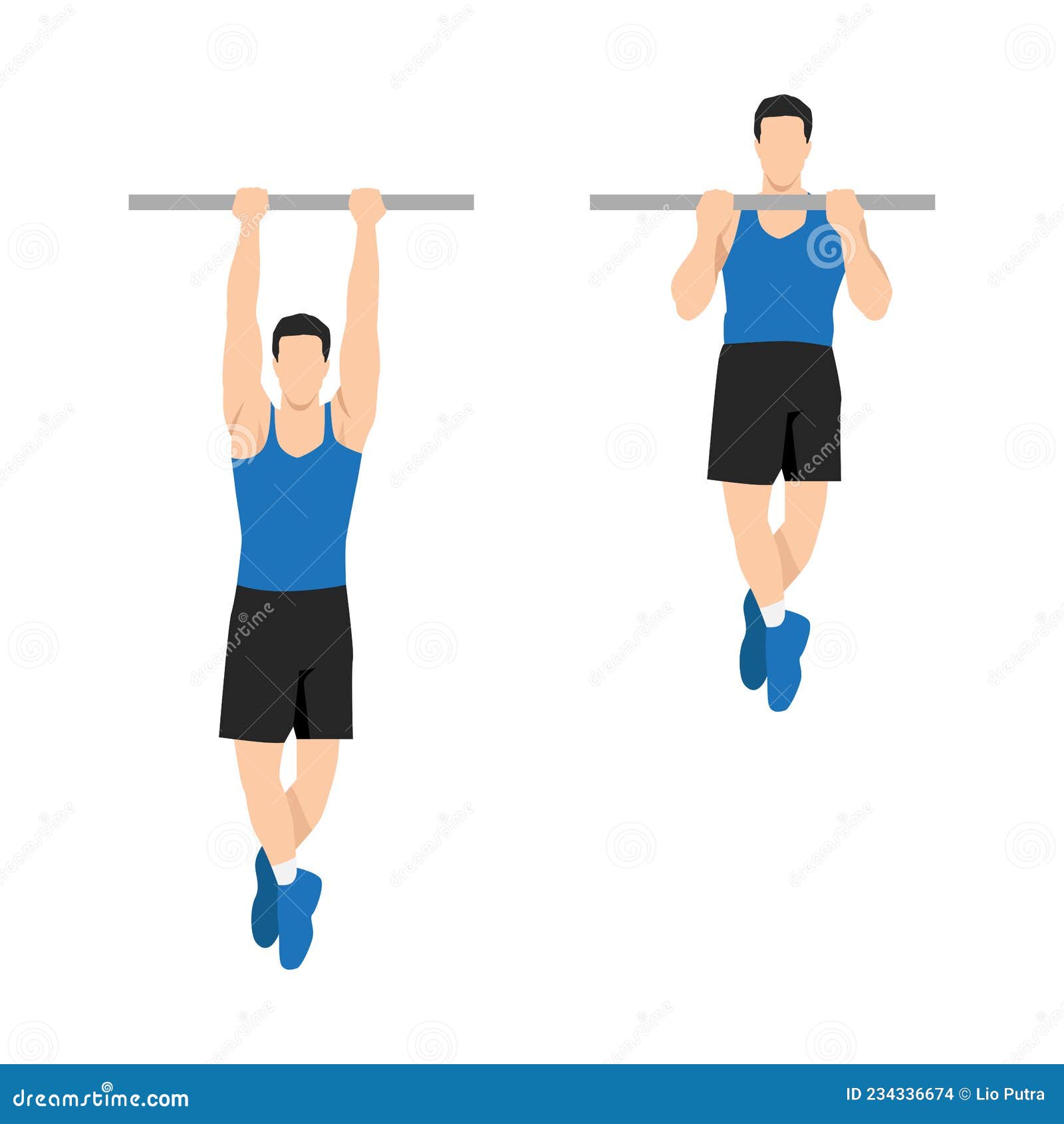 man doing chin up exercise. flat  