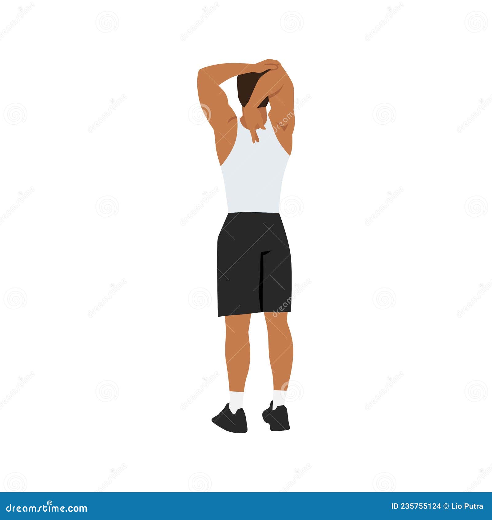 Man Doing Overhead Triceps Stretch Exercise. Stock Illustration -  Illustration of basic, instruction: 235755124