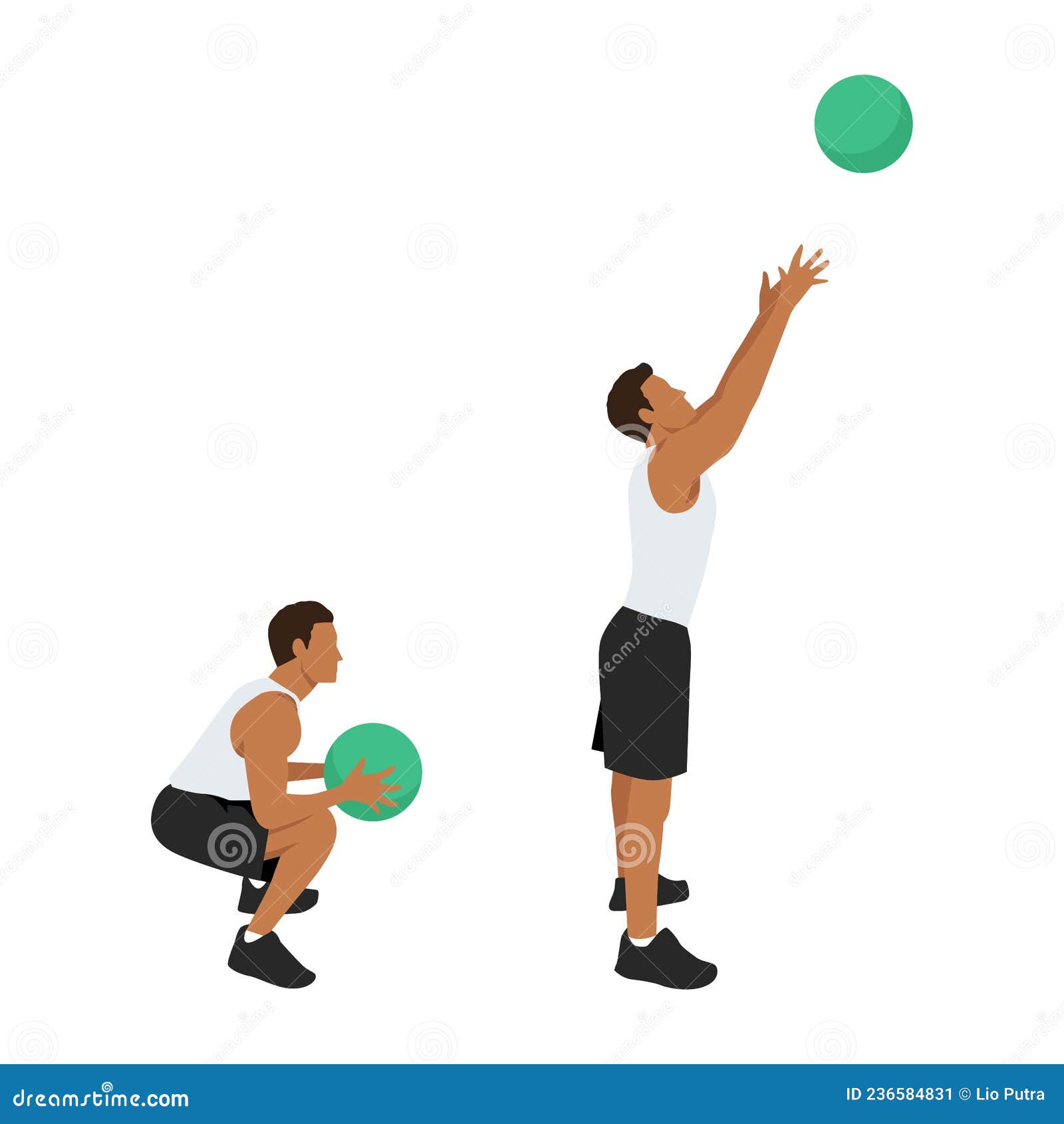 Medicine Ball Floor Press. Laying Chest Passes RoyaltyFree Cartoon