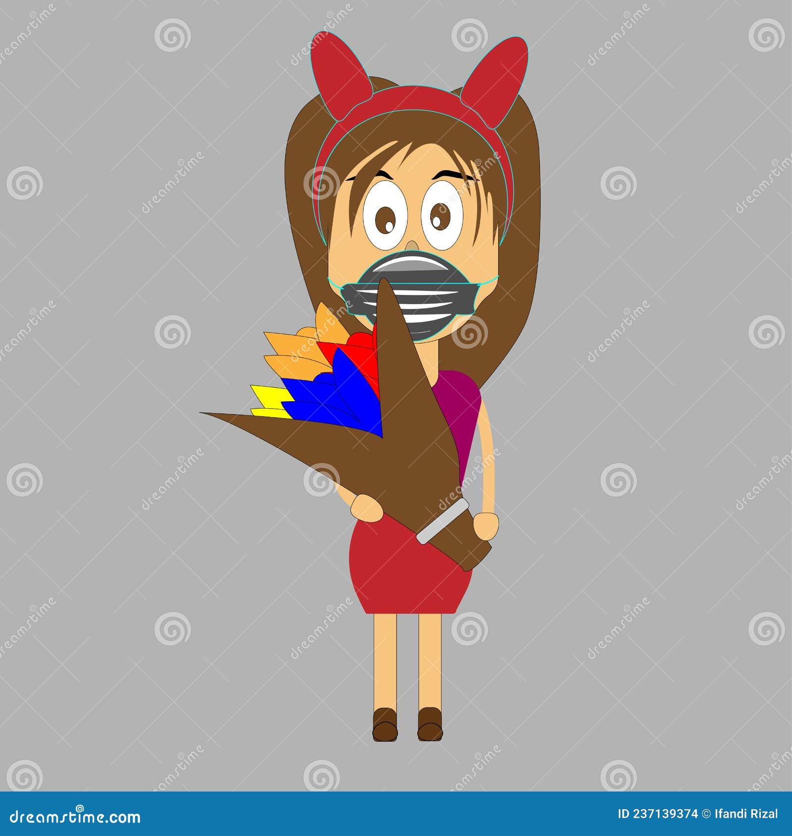 Design Of Cute Girl Cartoons Character Vector Illustration 237139374 