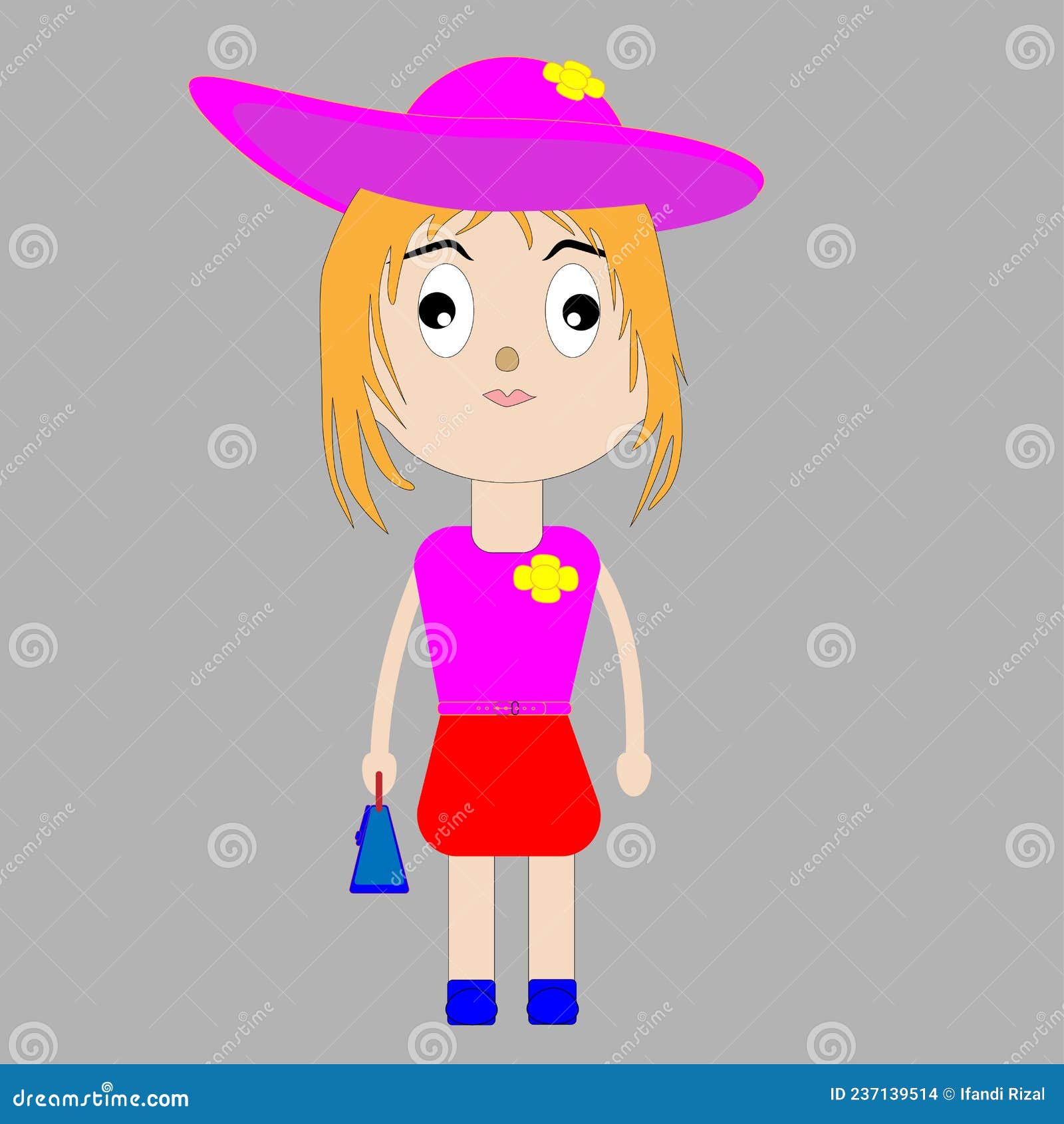 Design of Cute Girl Cartoons Character Stock Vector Illustration of