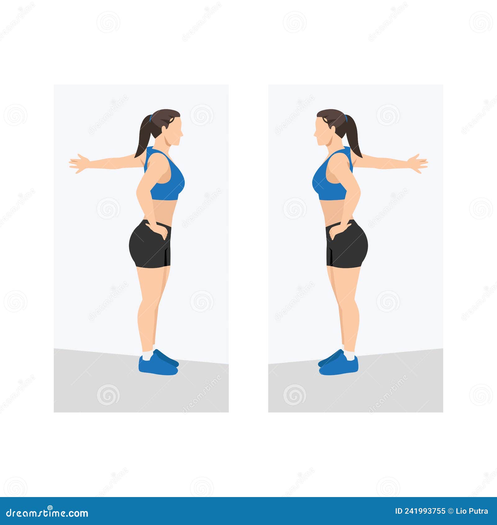 Woman Chest Stretch Exercise. Flat Vector Stock Vector