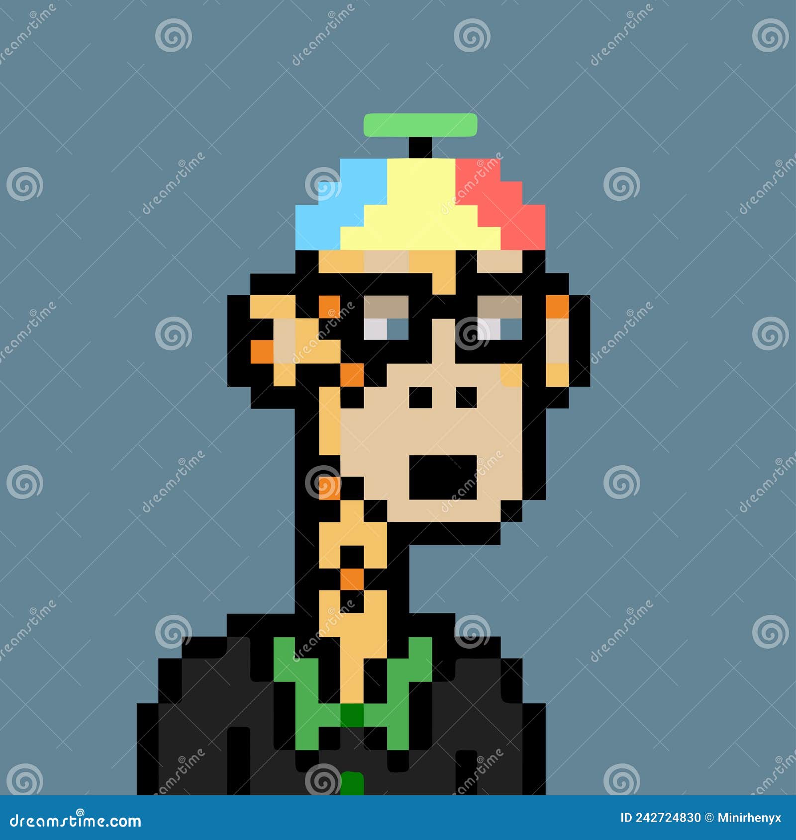Cryptoape NFT. Ape Wearing Rainbow Propeller Hat and Black Shisrt Stock  Vector - Illustration of brand, logo: 242724830