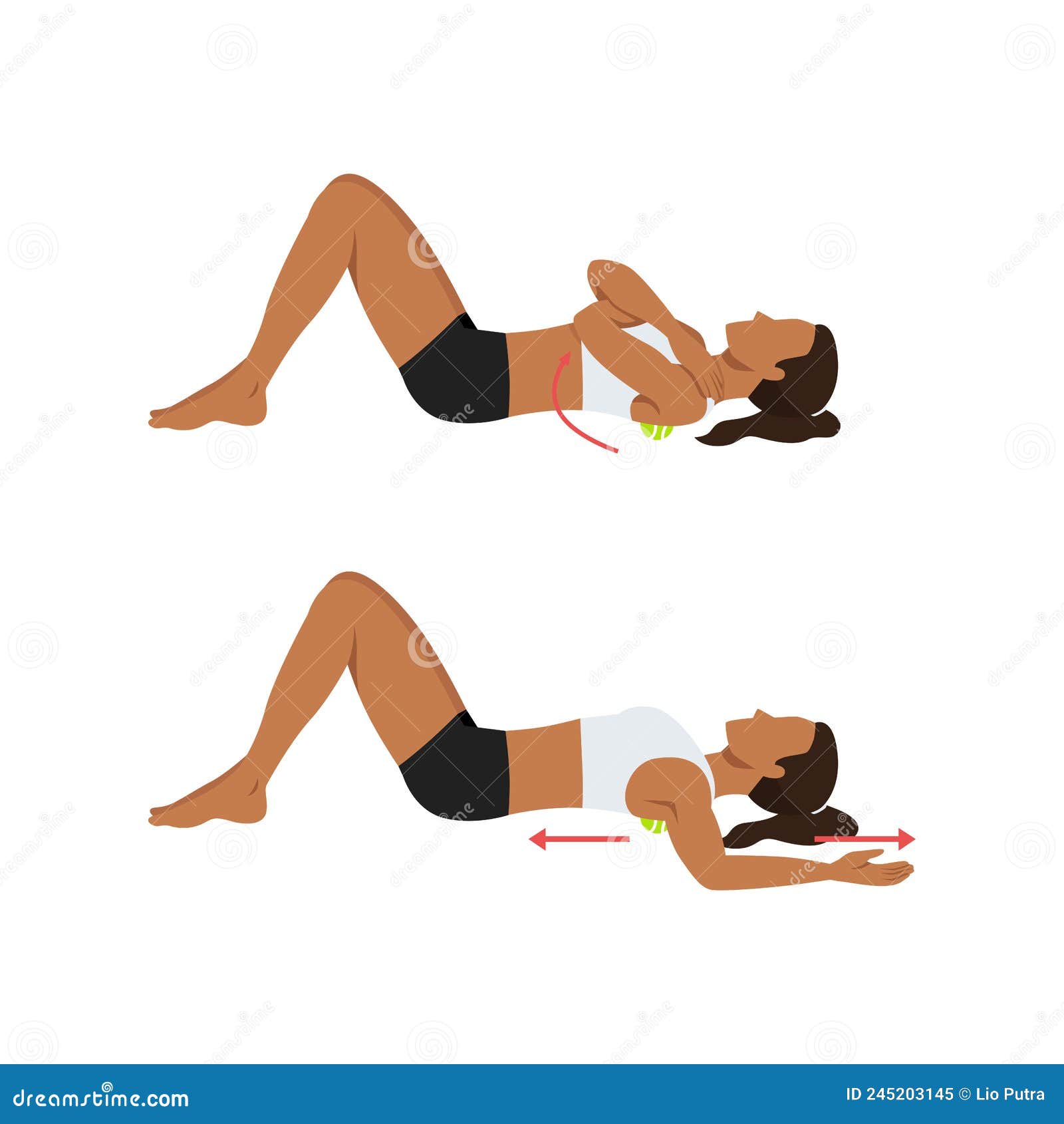 Woman Doing Bear Hugs and Snow Angels Stretch Stock Illustration