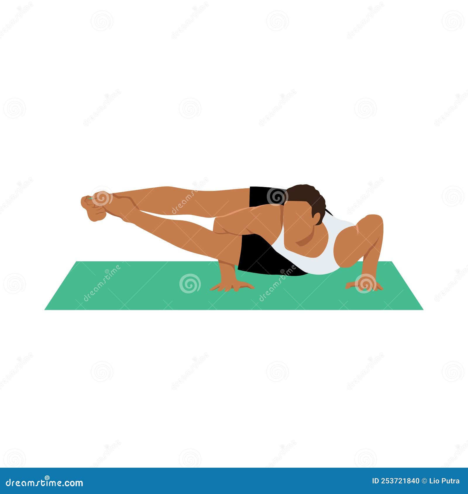 Man Practicing Yoga, Doing Arm Stand Astavakrasana, Asymmetrical Arm