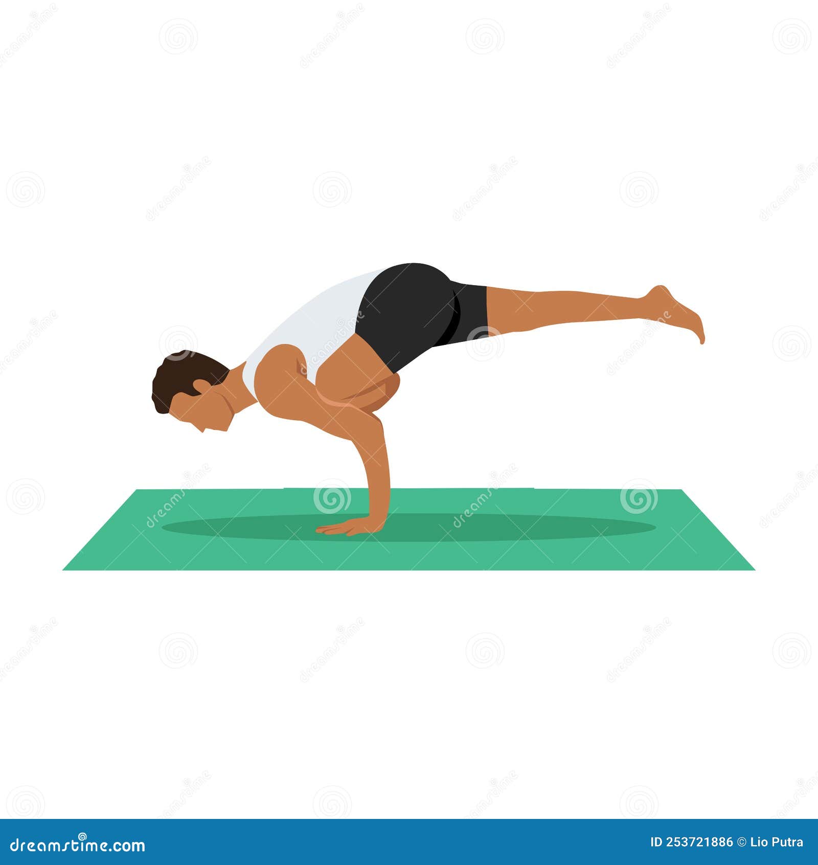 Man Doing Yoga, Pilates, Fitness Training, Asana Eka Pada Galavasana