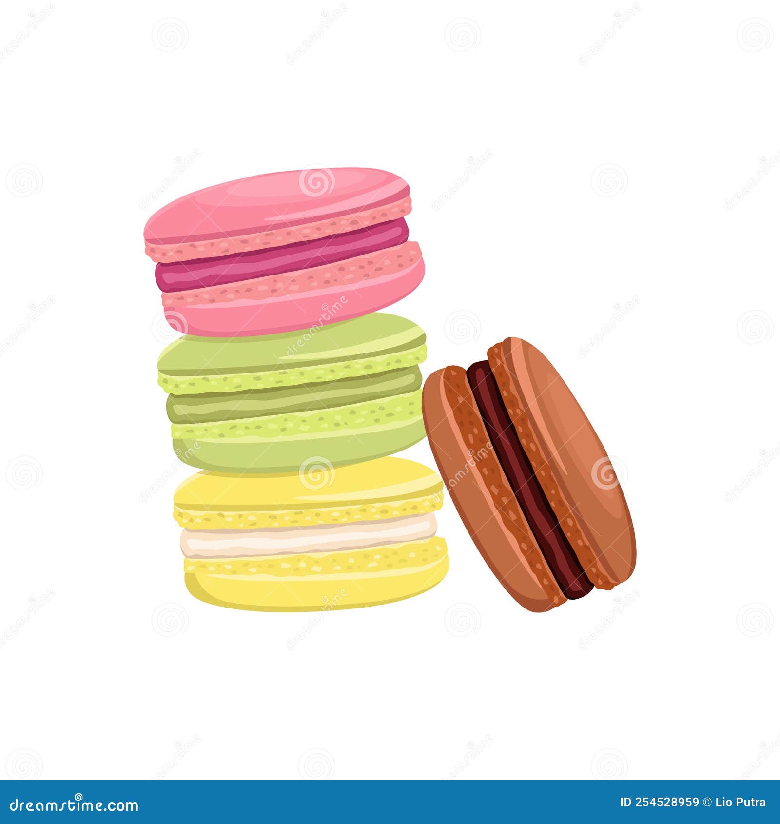 Flat Vector Stack of Different French Cookies Macaroons Stock ...