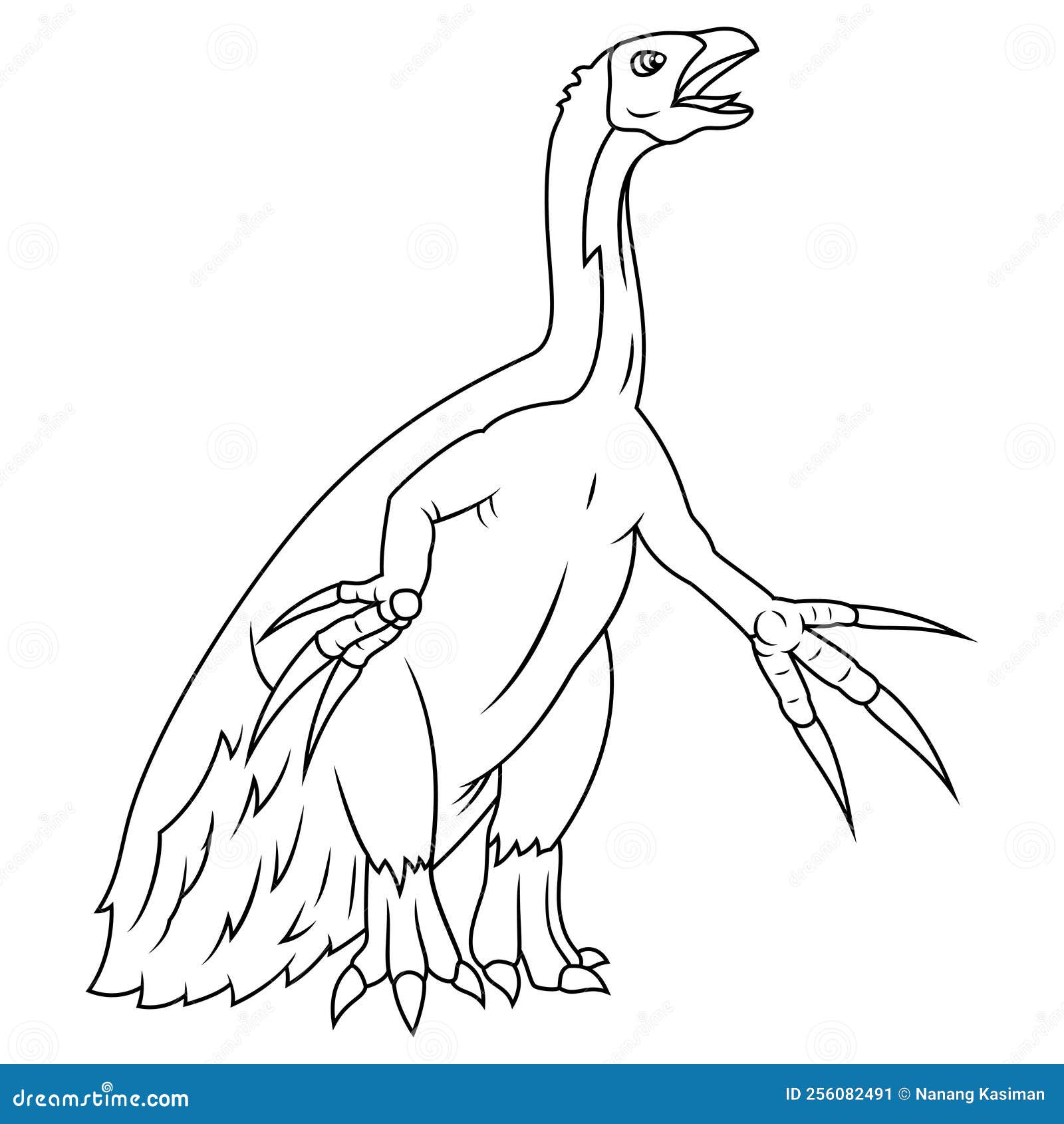 Hand Drawn of Therizinosaurus Line Art Stock Vector Illustration of