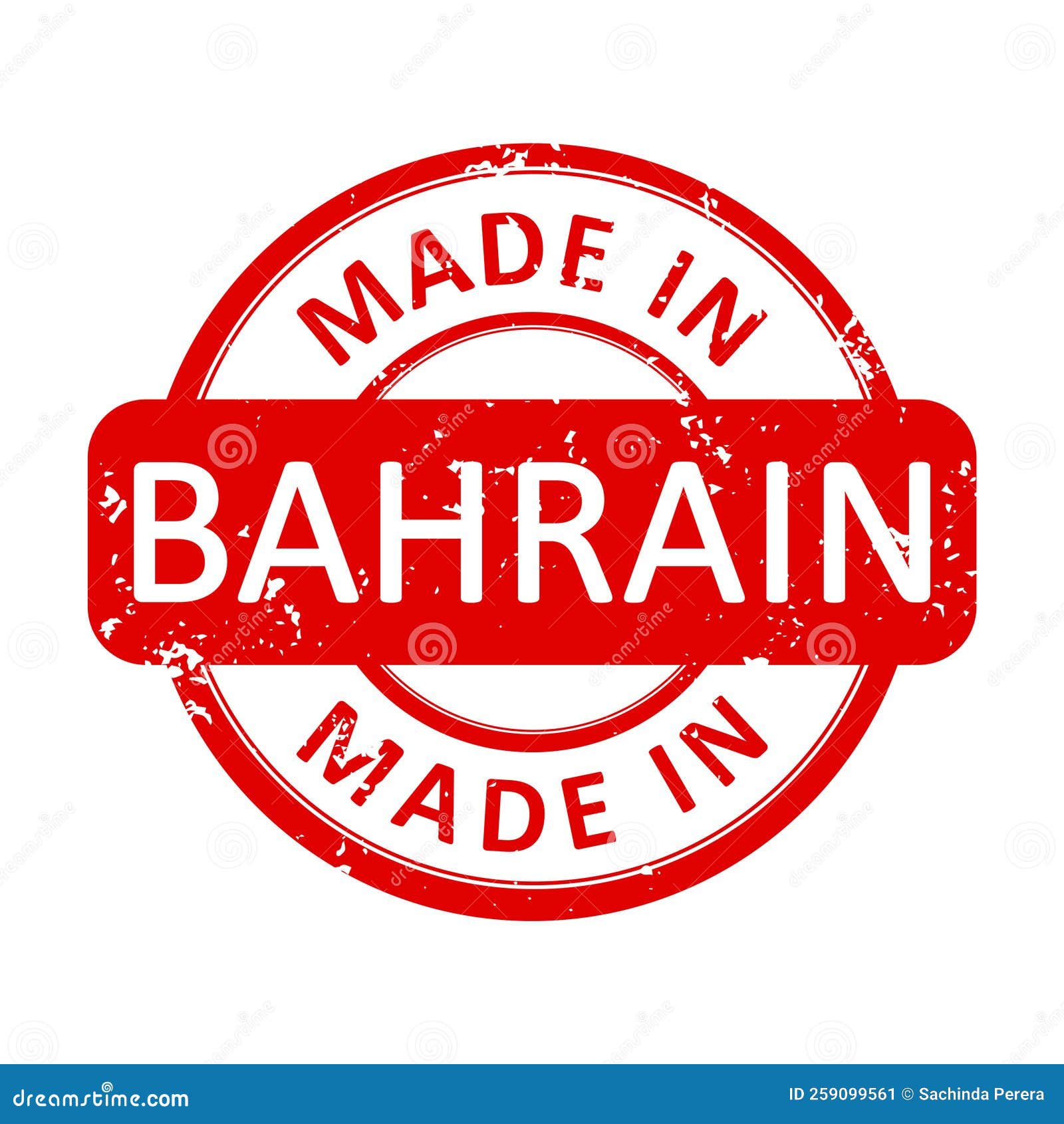 Made in BAHRAIN Round Red Stamp Seal Vector Stock Illustration