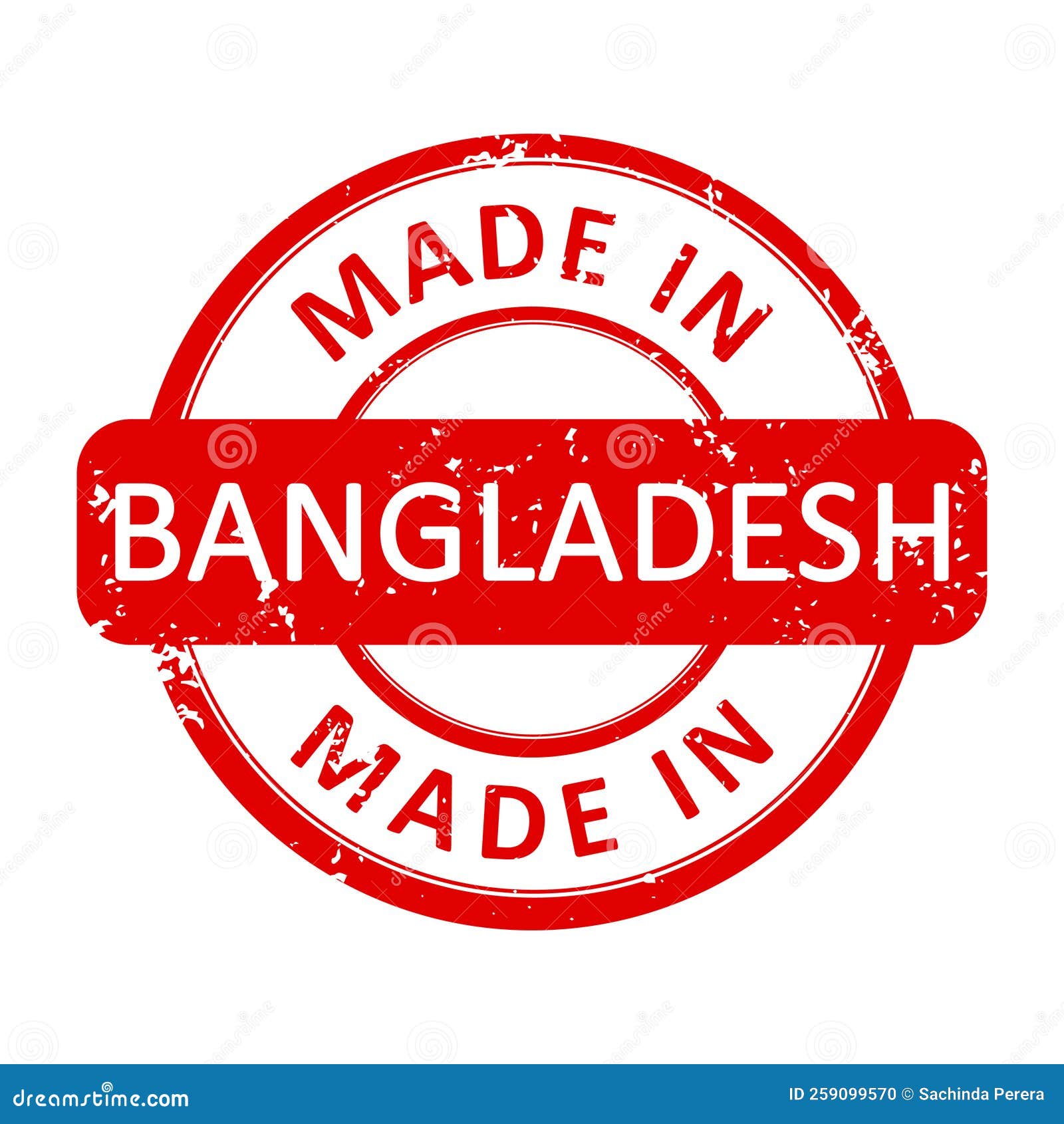 Made in BANGLADESH Round Red Stamp Seal Vector Stock Illustration