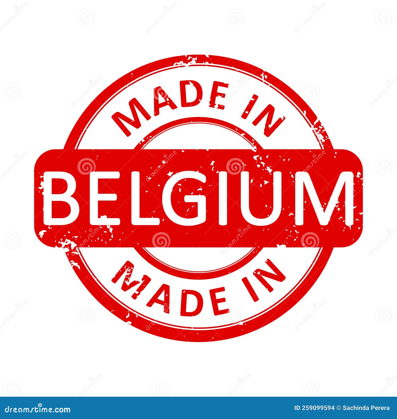 Made in BELGIUM Round Red Stamp Seal Vector Stock Illustration
