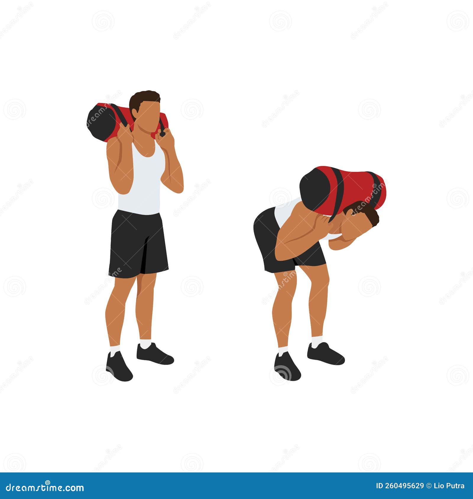 Man Doing Power Bag or Sandbag Good Morning Exercise for Backside Stock ...