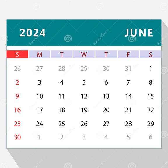 June 2024 calendar stock vector. Illustration of calendar 282469783