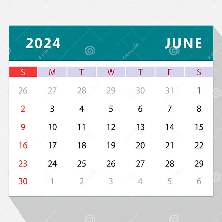 June 2024 calendar stock vector. Illustration of calendar 282469783