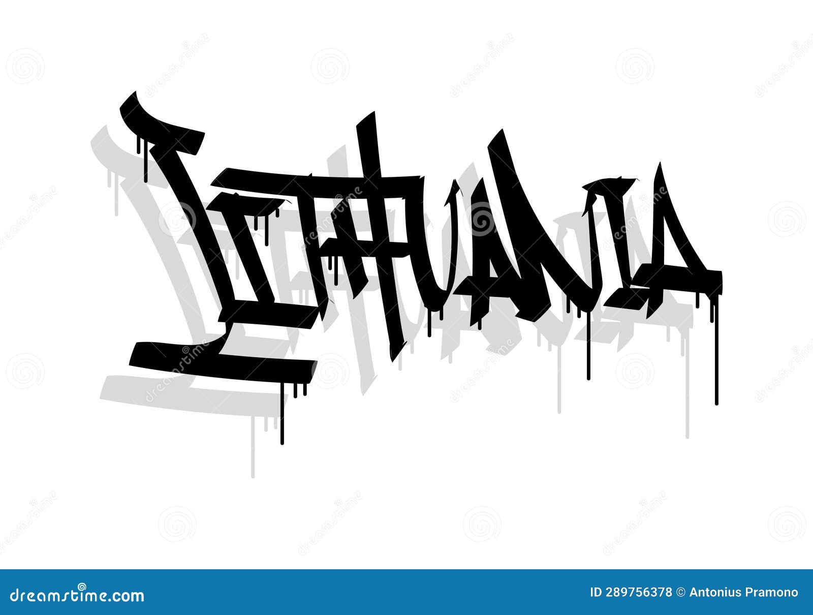 Basic RGB LITHUANIA Country Graffiti Tag Style Stock Illustration