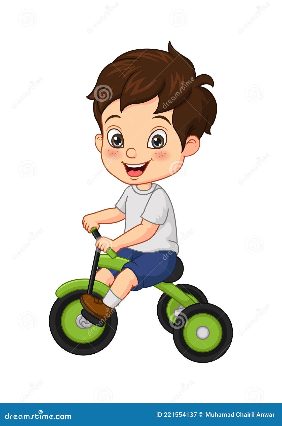 Boy Riding His Tricycle Vector Illustration 44760838