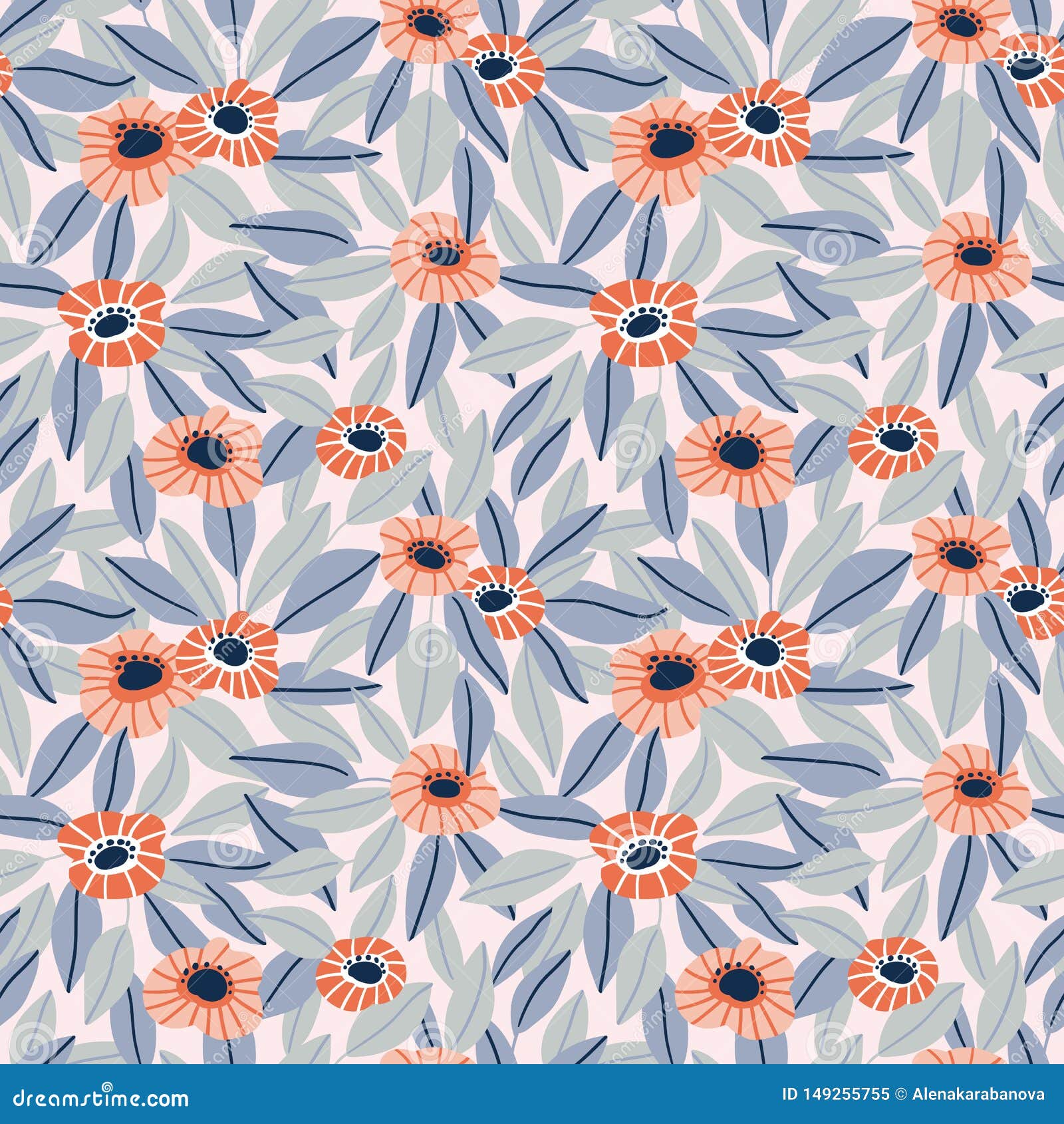 trendy seamless floral pattern in  hand drawn style. ditsy repeated background