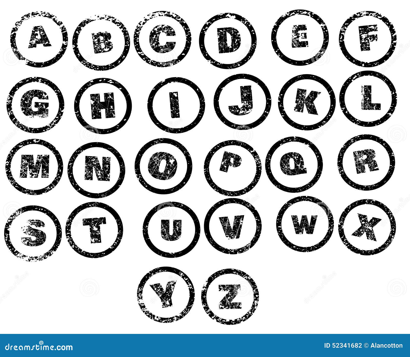 Basic Rubber Stamp Alphabet Stock Illustration - Illustration of stamp