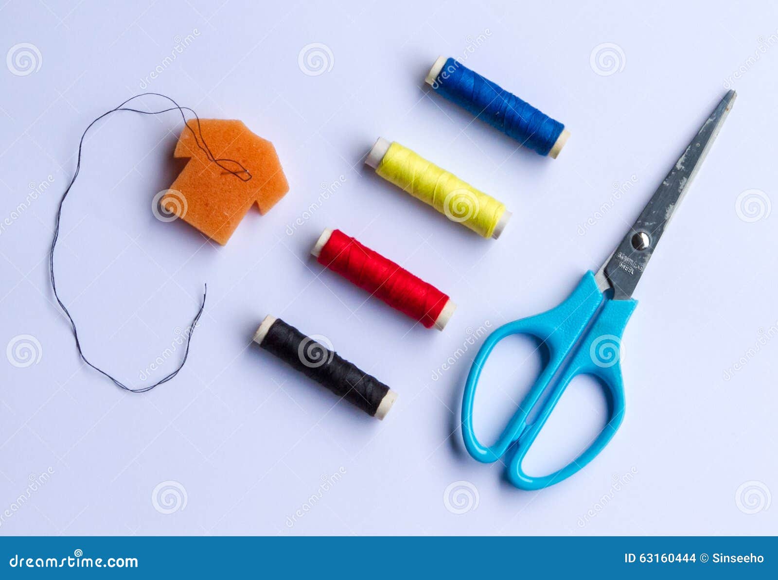 Basic sewing kit stock photo. Image of blue, white, scissors 63160444