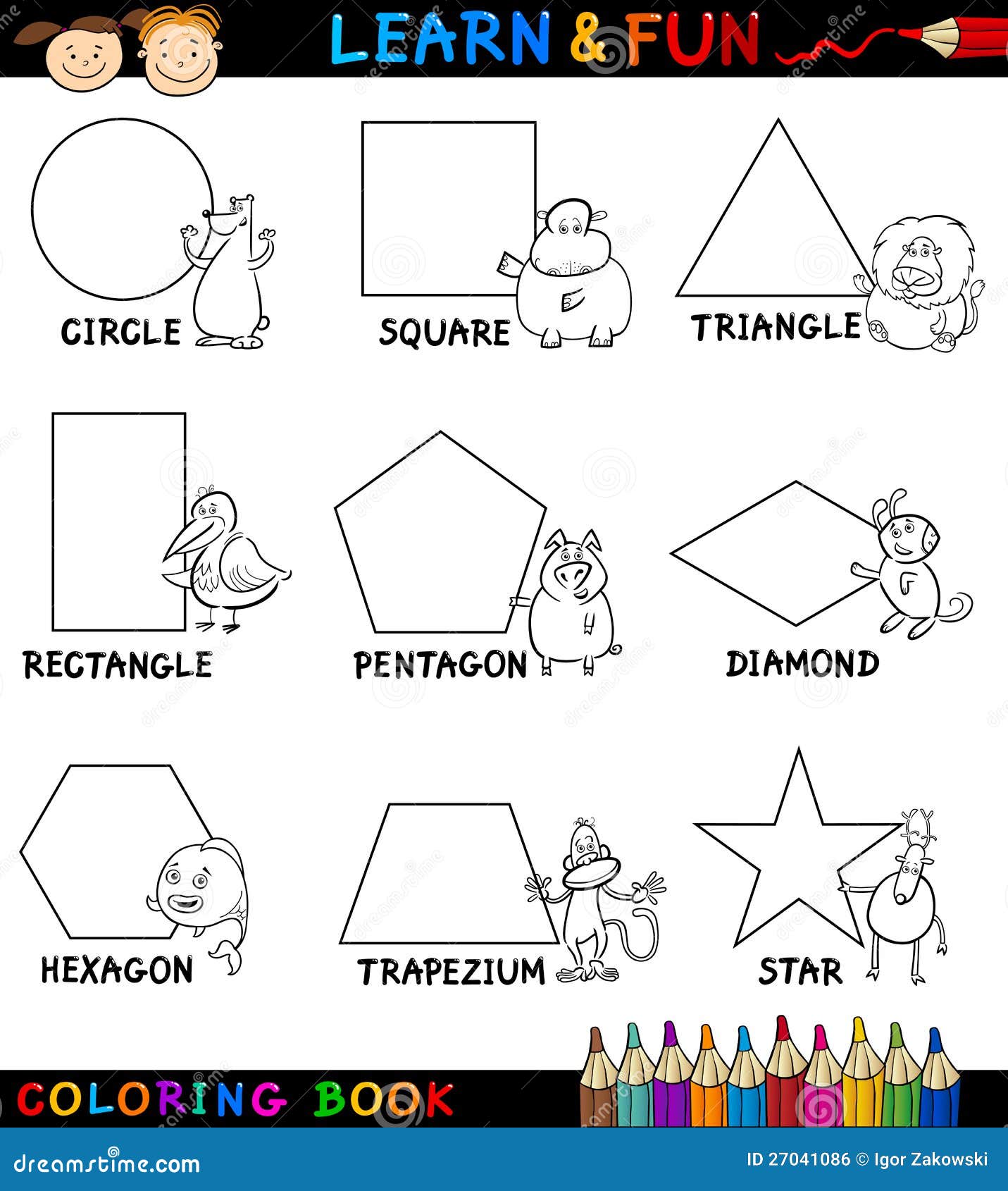 Basic Shapes With Animals For Coloring Stock Vector Illustration of figure, characters: 27041086 Basic Shapes With Animals For Coloring Stock Vector Illustration of figure, characters: 27041086