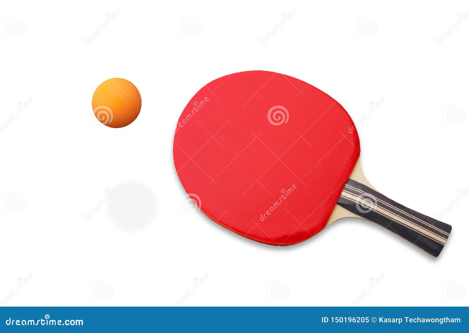 A Basic Table Tennis Racket or Tennis Paddle or Bat and Ball Isolated