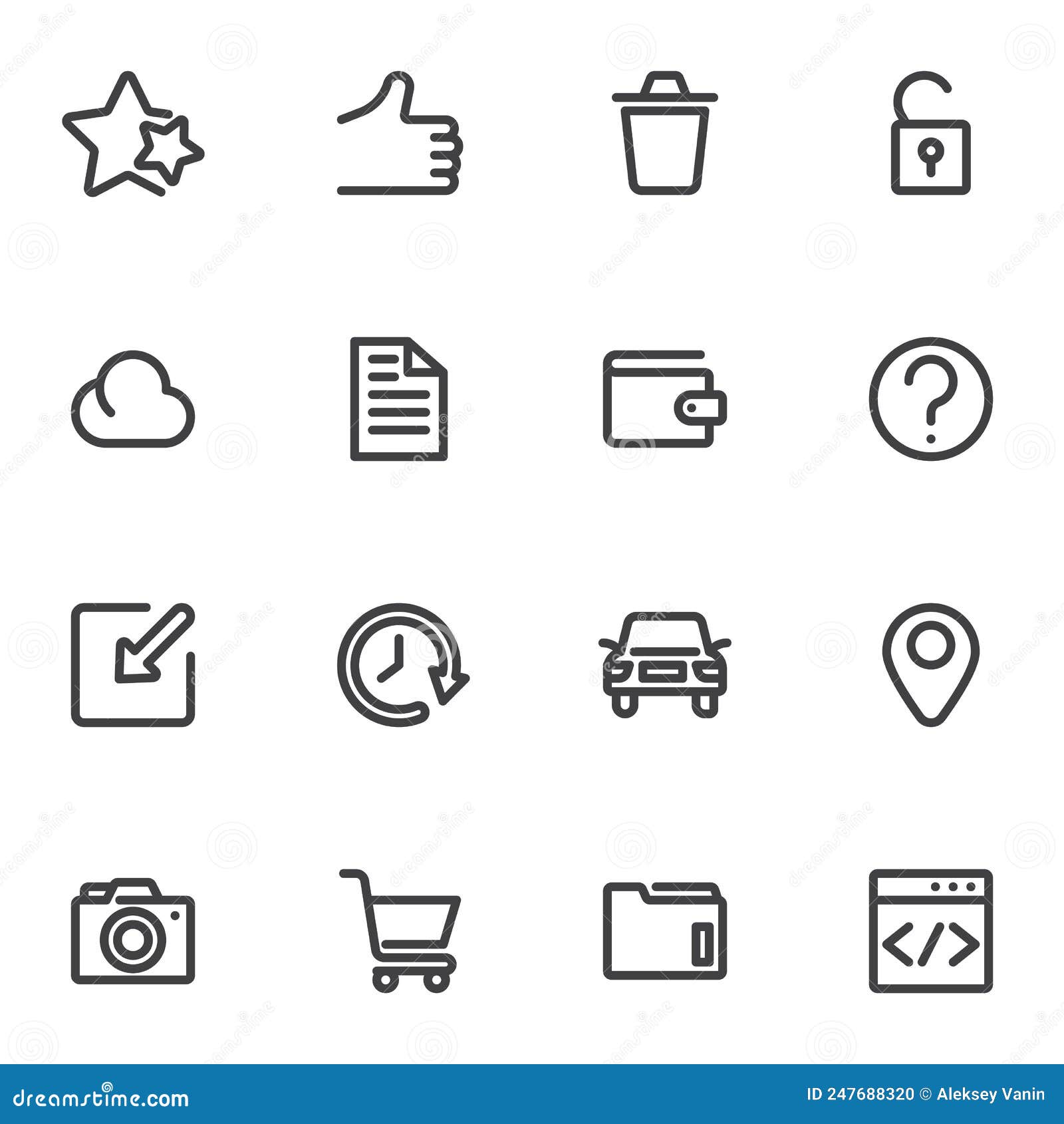 Basic Ui Line Icons Set Stock Vector Illustration Of Trash 247688320 Basic Ui Line Icons Set Stock Vector Illustration Of Trash 247688320