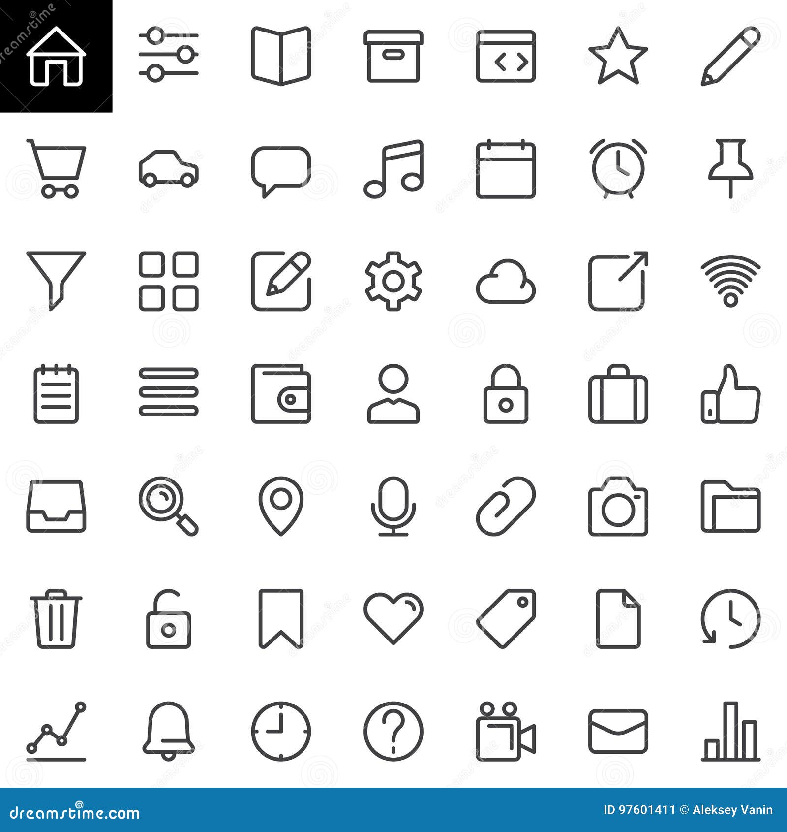 Basic Ui Line Icons Set Outline Vector Symbol Collection Stock Vector Basic Ui Line Icons Set Outline Vector Symbol Collection Stock Vector