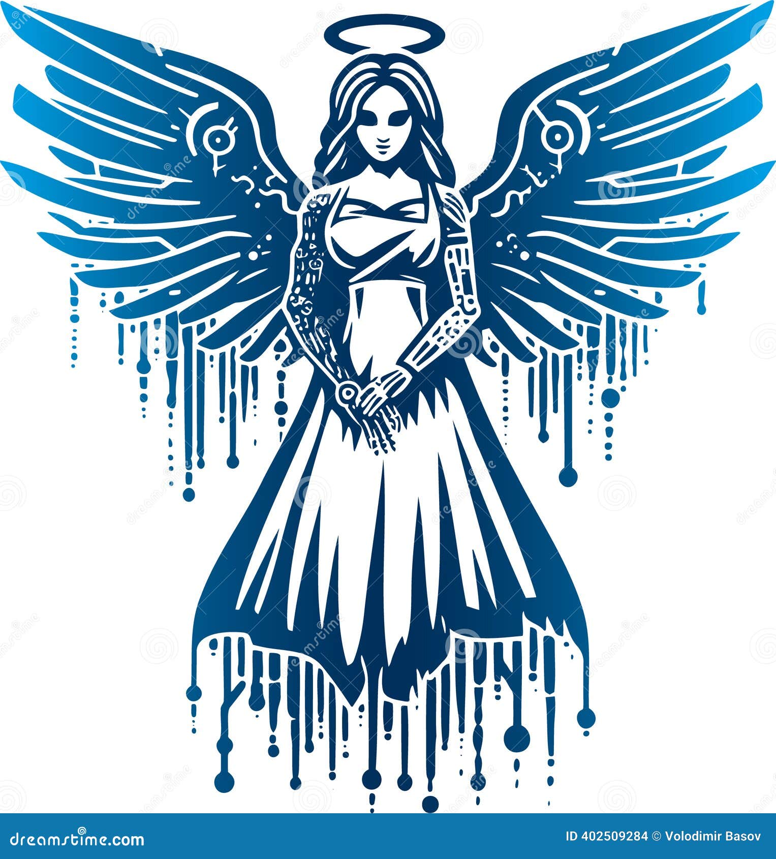 Basic Vector Stencil Drawing of a Full Body Techno Angel Girl with Wings  Against a White Backdrop Stock Vector - Illustration of logo, sketch:  402509284, image size:1527x1690