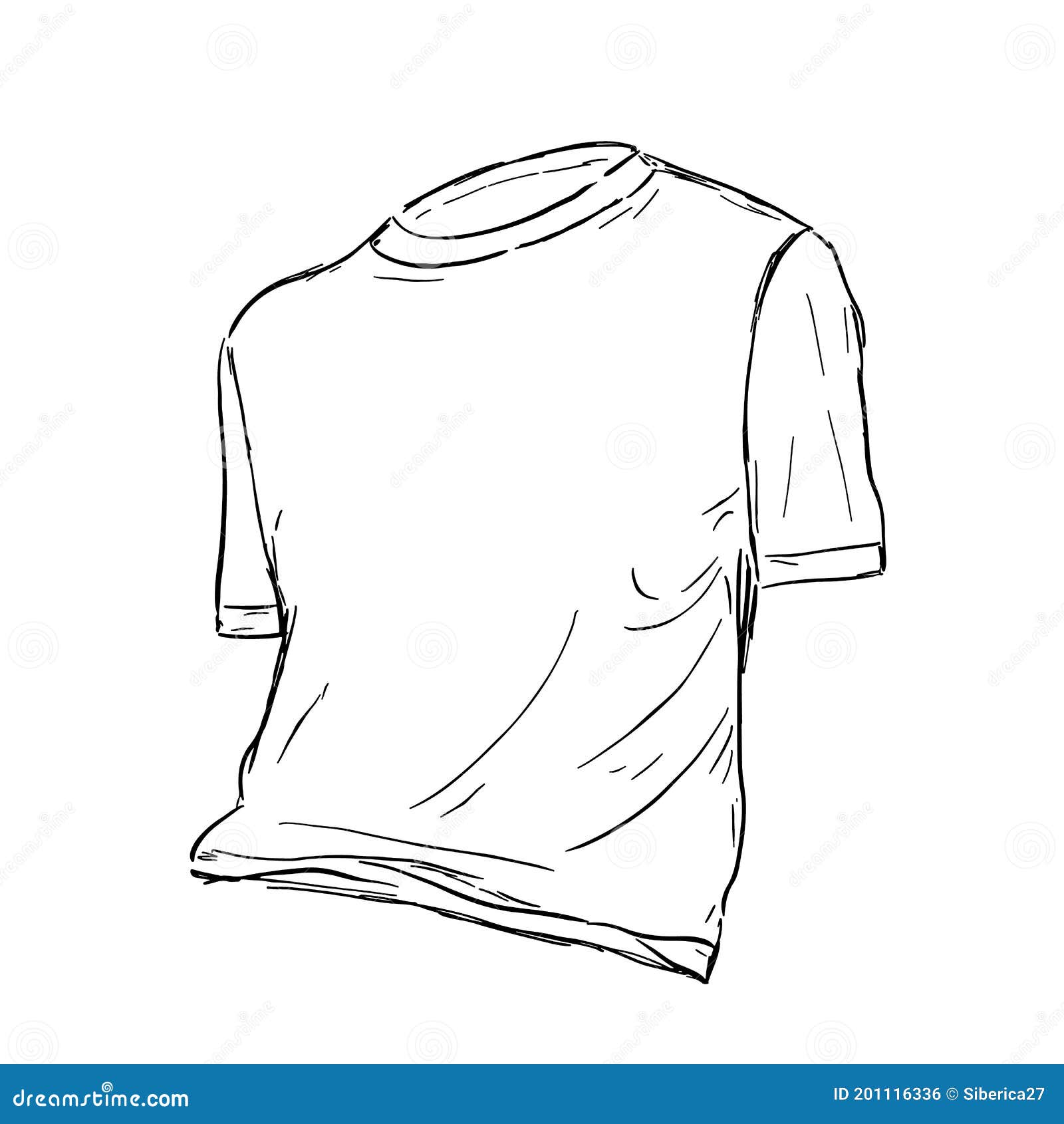 Basic White Cotton T-shirt Sketch. Vector Illustration. Stock Vector ...