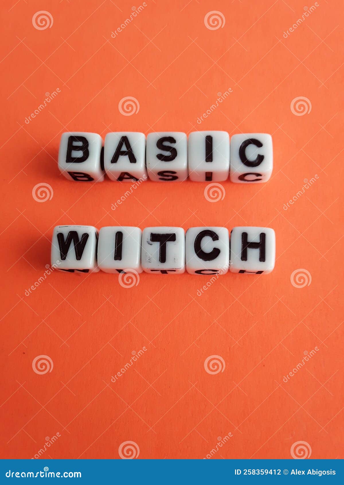 Basic Witch Words on an Orange Background Funny Halloween Sayings Stock