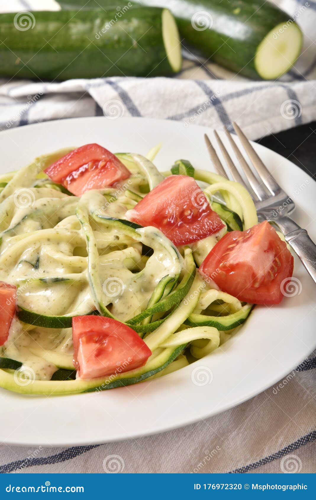 Basil Pesto Alfredo Zucchini Stock Photo Image of organic, julienned 176972320