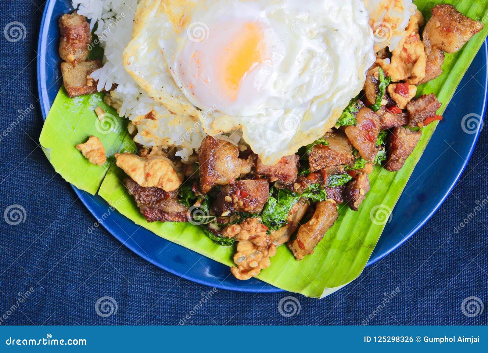 Basil Pork with Egg stock photo. Image of chicken, delicious 125298326