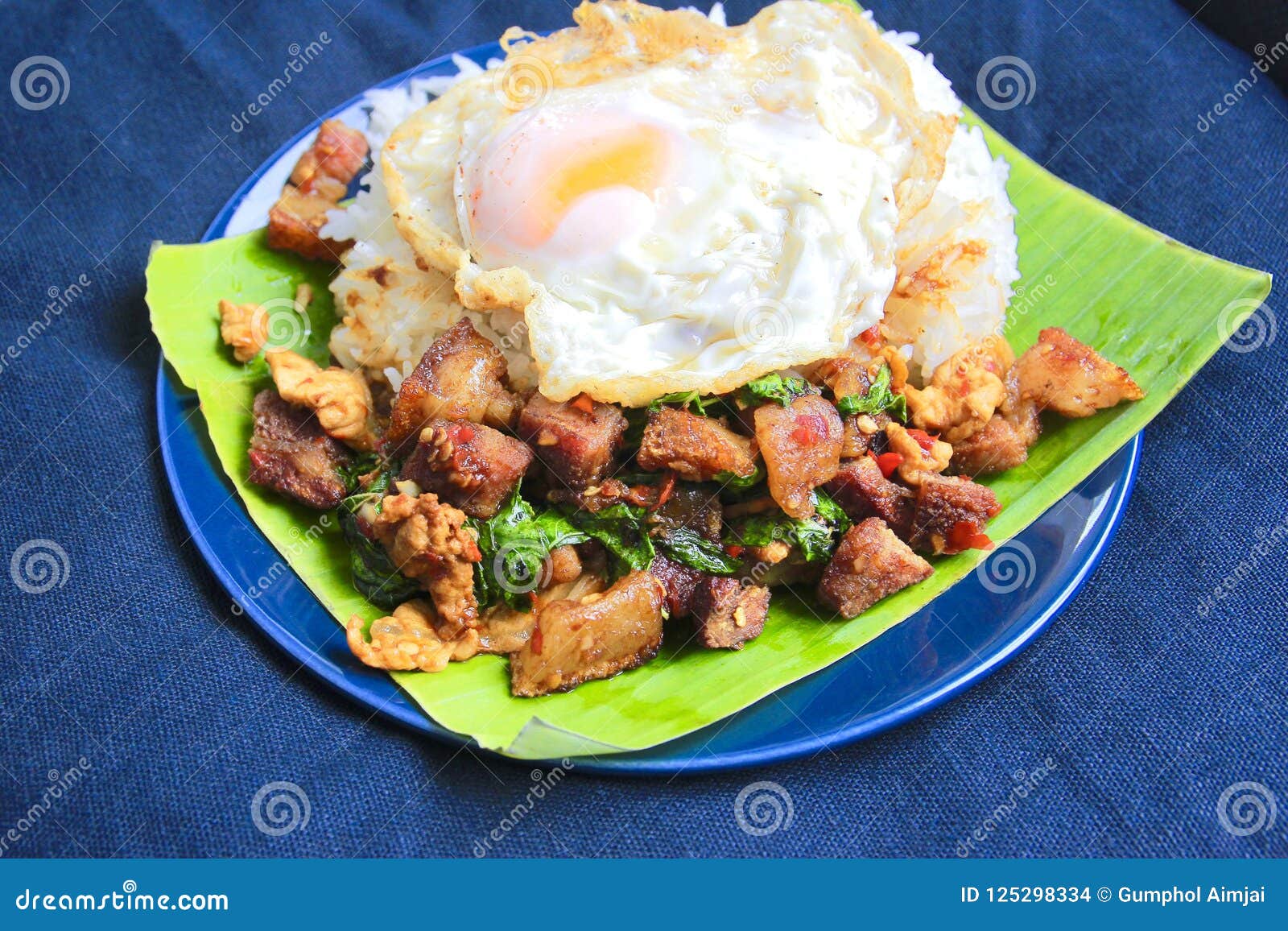Basil Pork with Egg stock photo. Image of background 125298334