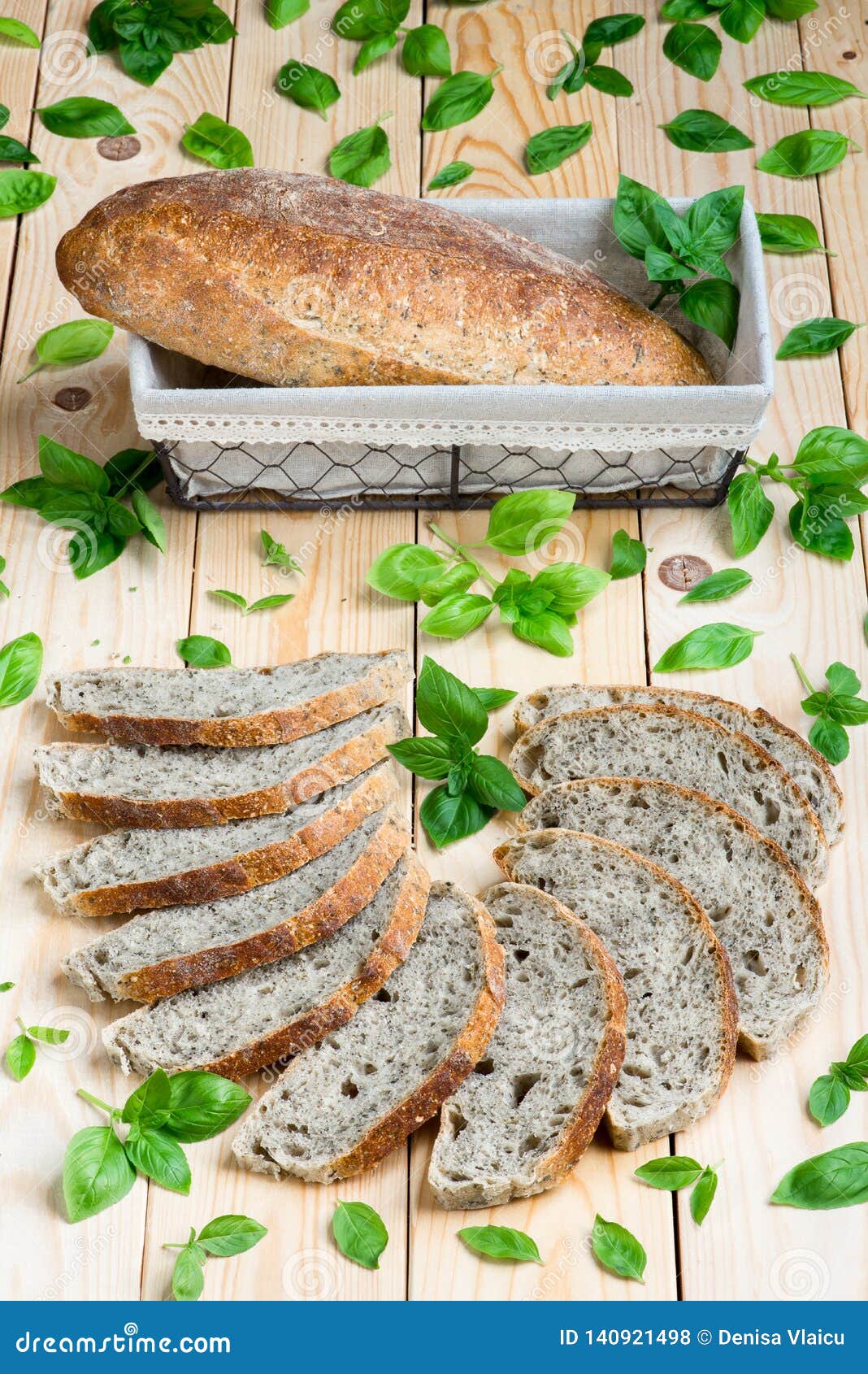 Basil sourdough bread stock photo. Image of grain, food - 140921498