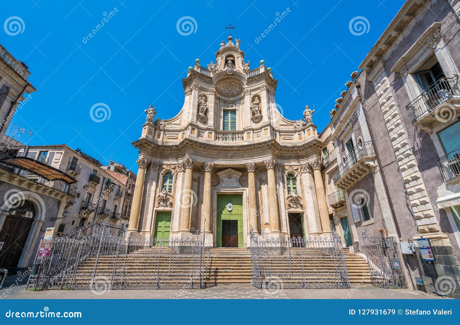 basilica della collegiata in catania, sicily, southern italy.