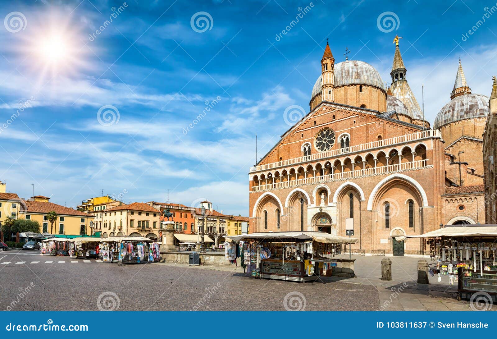 the basilica di sant`antonio and piazza del santo in padova, italy