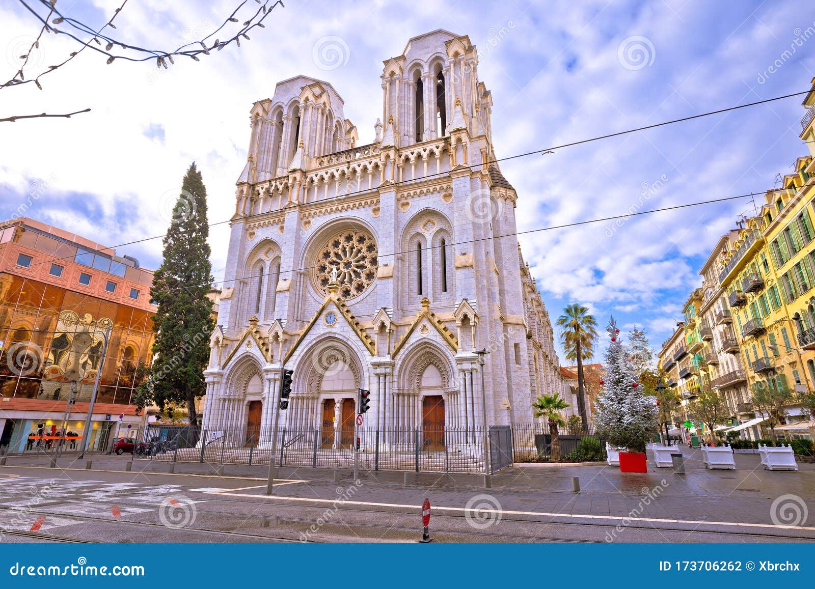 the basilica of notre-dame de nice and street of nice view