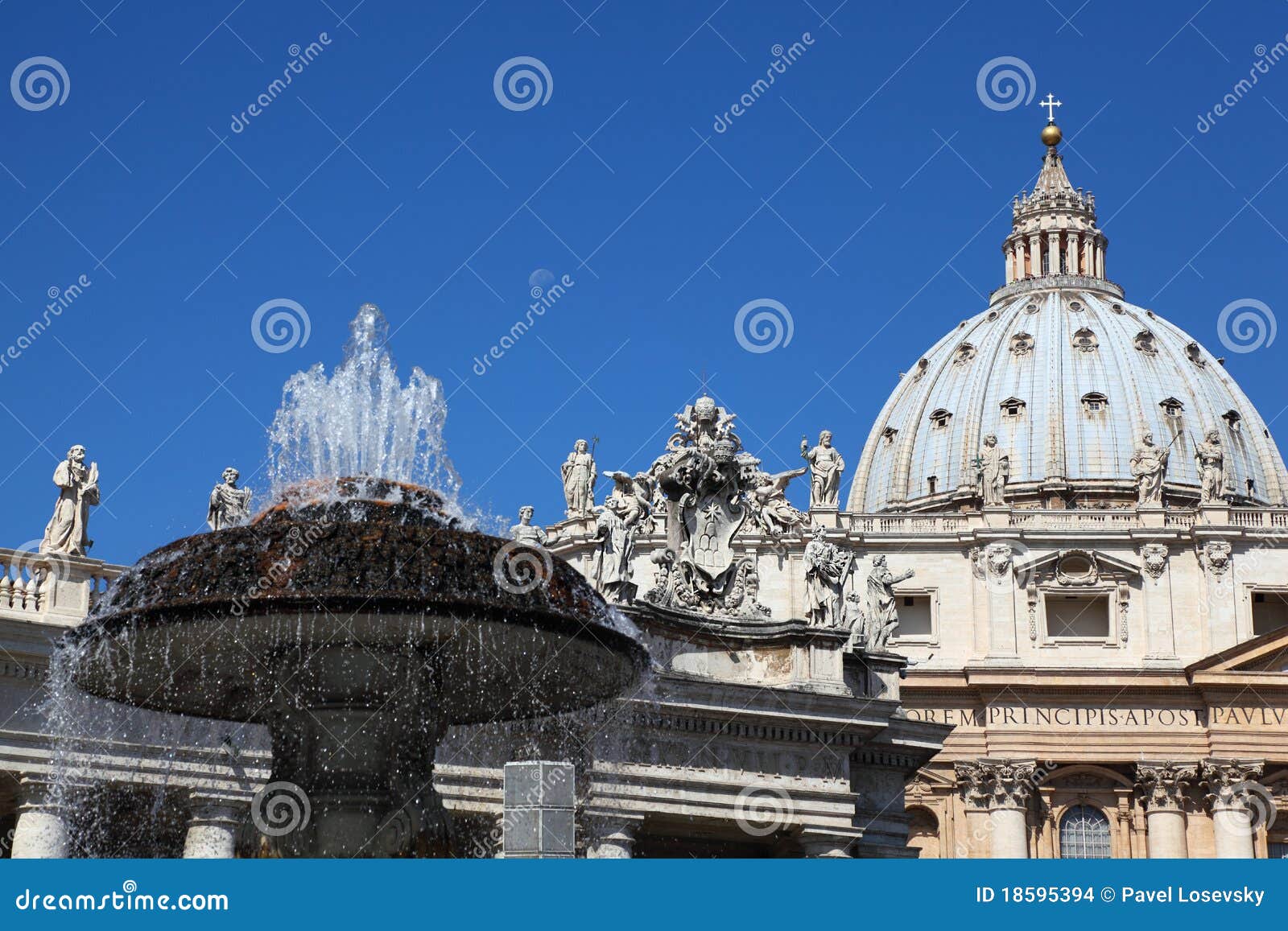 Basilica of St. Peter and Fountain Editorial Stock Image Image of