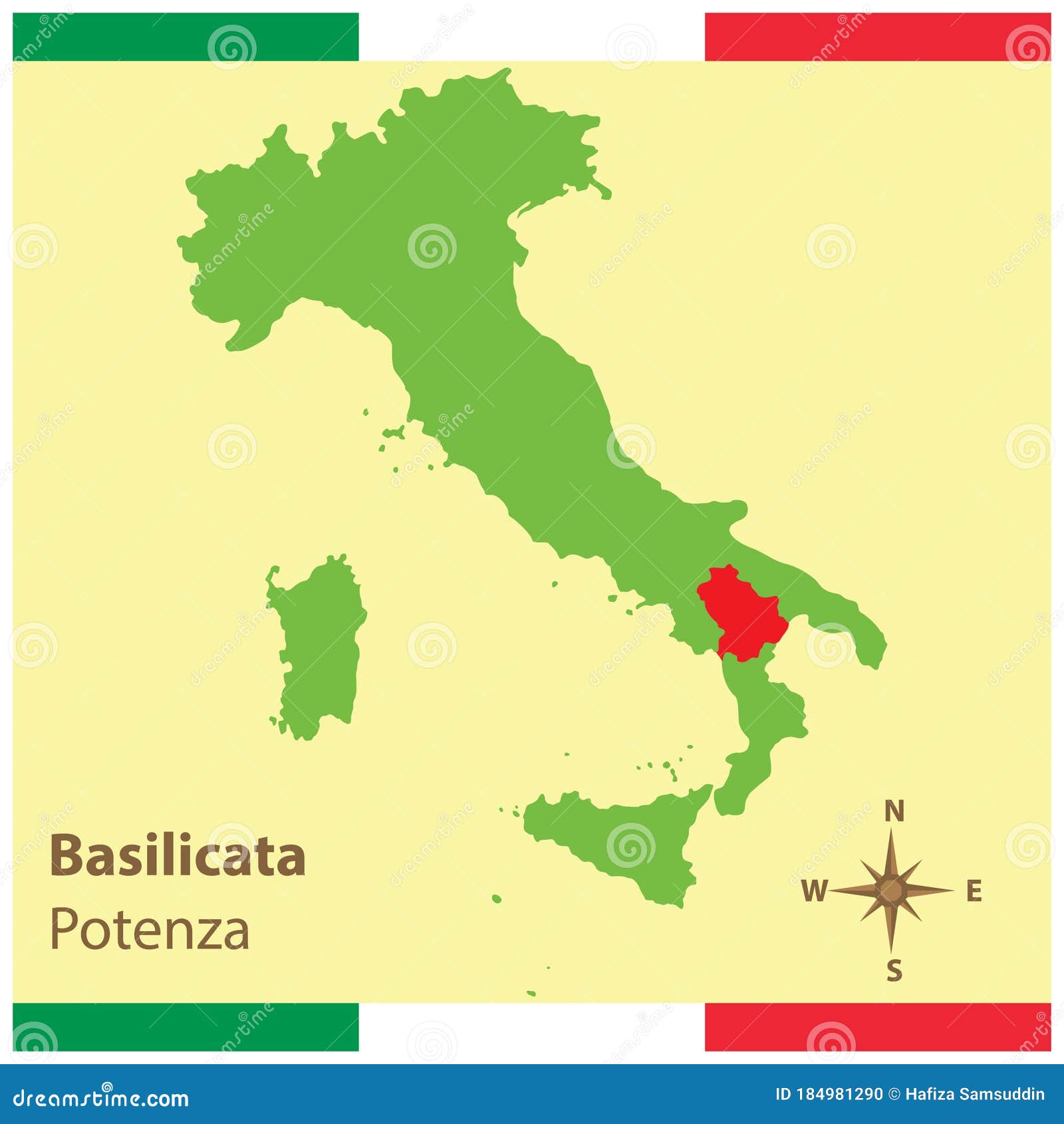 Basilicata on Italy Map. Vector Illustration Decorative Design Stock