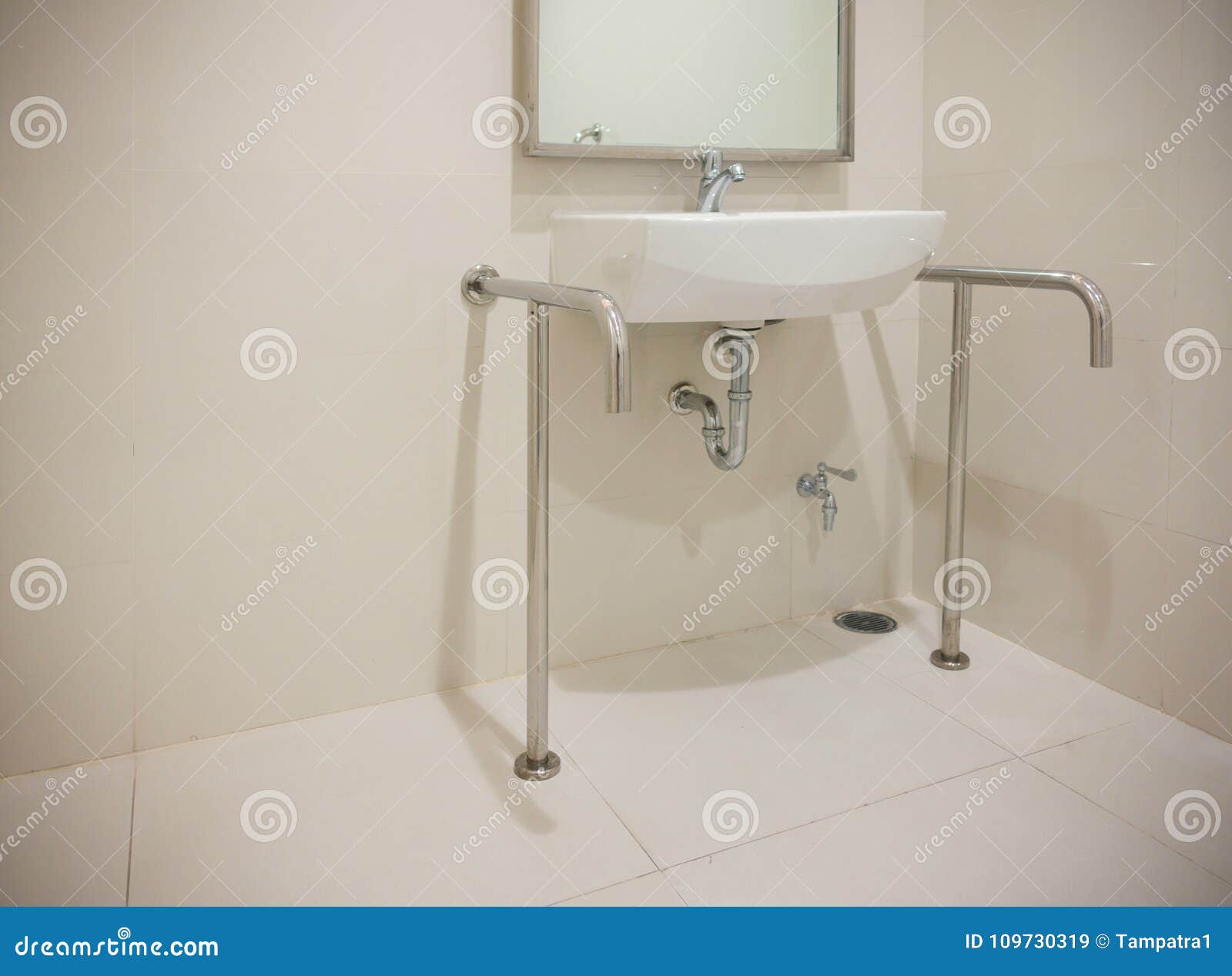 Basin in Disabled Toilet with Copy Space Stock Image Image of design