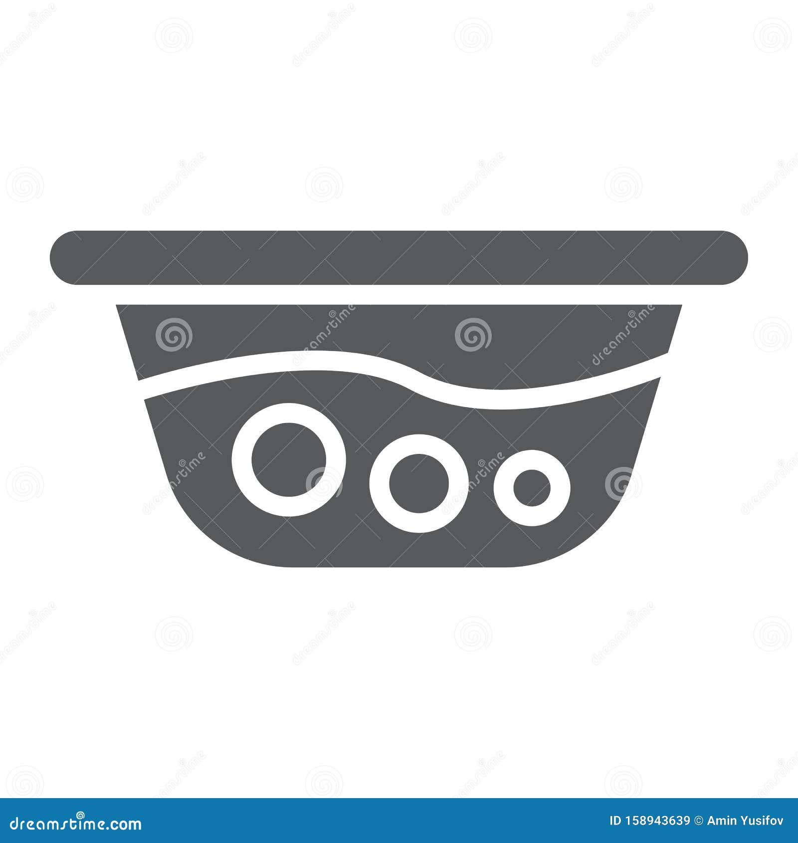 basin with water glyph icon, laundry and wash, washbowl sign,  graphics, a solid pattern on a white background.