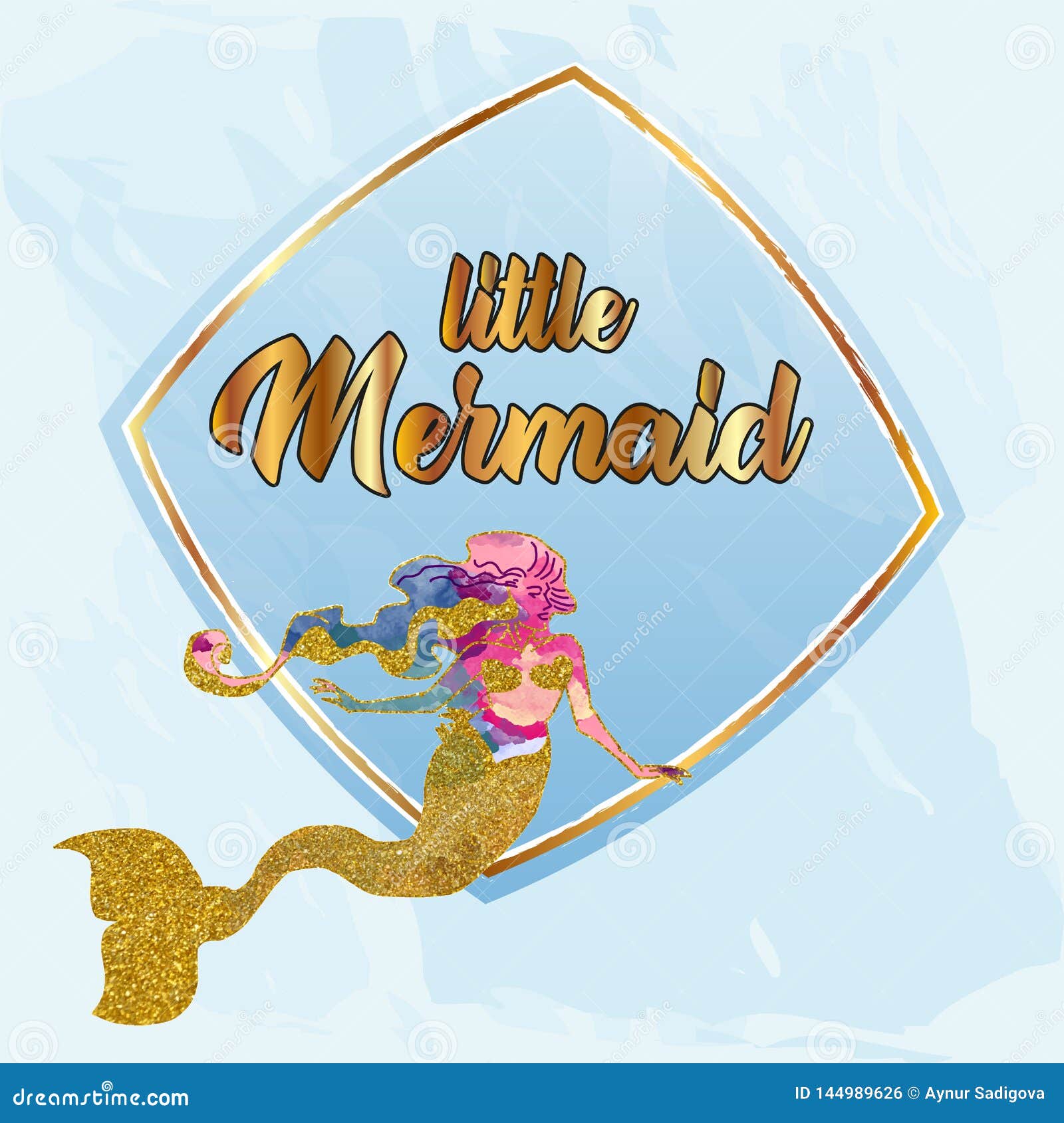 Baby Shower Invitation Card With Cute Little Mermaid And Marine Life Baby Shower Invitation Card With Cute Little Mermaid And Marine Life