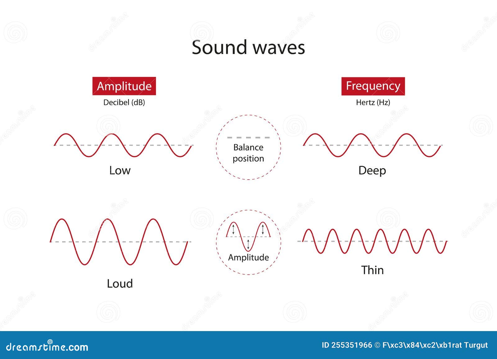 The Structure Of Sound Waves Frequency Amplitude And Vibration Stock the-structure-of-sound-waves-frequency-amplitude-and-vibration-stock