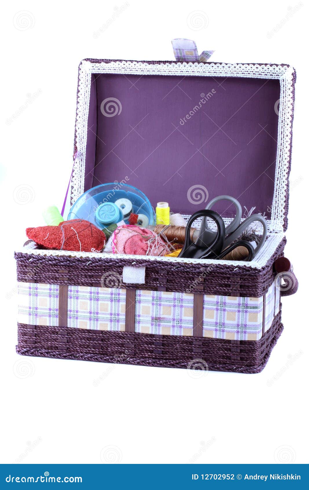 Basket with Accessories To Sewing Stock Photo Image of canvas