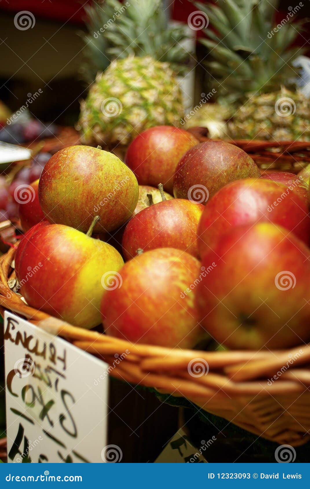 Basket of apples for sale stock image. Image of tasty 12323093